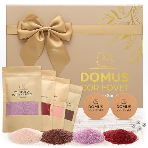 FESTICY Sabbia per Candele Profumata con Stoppini I Set Completo 4 Aromi Naturali x 100g I 5 Stoppini Candle Wick + 2 Basi Sughero I Kit Candele Fai da Te Creative I Idea Regalo Originale e Unico