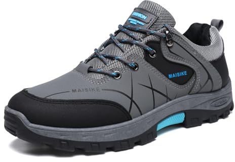 MODSGUE Scarpe da trekking da uomo, sport, tempo libero, scarpe da trekking, tinta unita, impermeabili, comode, da trekking ed escursionismo per uomo, scarpe invernali antiscivolo, grigio., 48