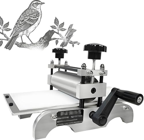 HuanSebesity Prensa Grabado Manual Profesional 31x17cm,Máquina Impresión Multifuncional con Laminadora Acero Precisión,Ideal para Huecograbado,Xilografía,Relieve Y Calcografía En Madera