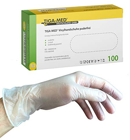 Tiga-Med – Vinile Guanti Monouso in Nitrile, misura M, 100 pezzi