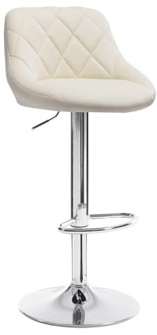 WOLTU 1er Barhocker Barstuhl, leichte reinige Kunstleder, Gute gepolsterte Sitzfläche, Höhenverstellbar, 360° Drehbar, Farbwahl, in Creme