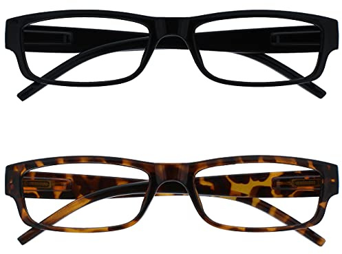 OPULIZE Occhiali Da Lettura Nero Marrone Tartaruga Leggero 2 Pacco Stile Designer Uomo Donna UVR2PK032_032BR +1,00