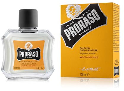 Proraso Balsamo Barba Dopo Rasatura Wood and Spice, 100ml, Balsamo dopobarba uomo profumato per maggiore morbidezza e pettinabilità, Made in Italy