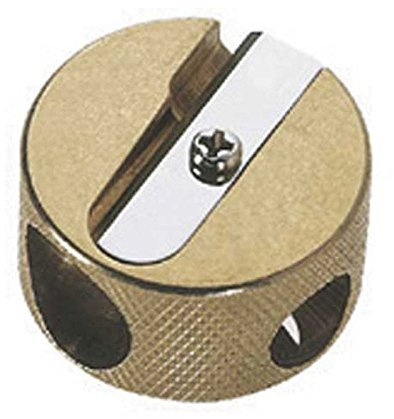 Solid Brass Pencil Sharpener Round Circular Double Barrel Heavy Duty Sharpener 5113 (Dual Hole Round Style)
