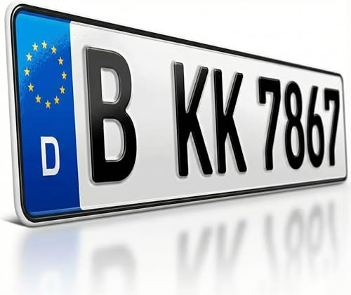 1 Euro-Kennzeichen | Kfz Kennzeichen DIN-Zertifiziert für Deutschland (520x110 mm)