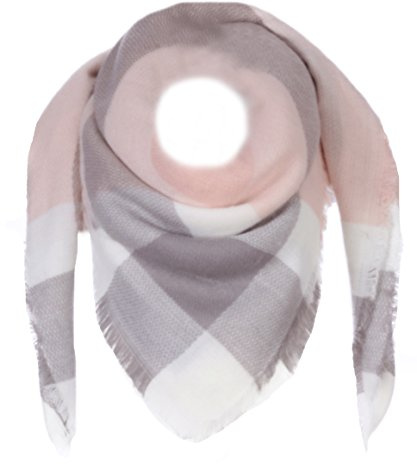 FASHION YOU WANT XXL Schal Karo (Rosa/Grau/Weiß)