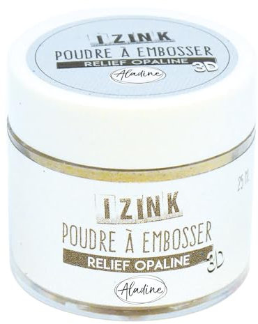 Aladine - Pulver für Embosser Izink Opaline - Embossing - 3D-Volumen-Effekt für Scrapbooking und Cartterie Creative - Scrap in Relief Farbe Weiß Perlmutt - Dose 25 ml