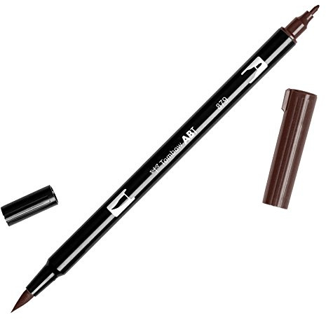 Tombow ABT-879 fiberpenna dubbel borste penna med två spetsar, brun