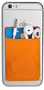 Cerbery - Smartphone Kartenhalter - Halter Halterung Handy Hülle Kartenhülle Kopfhörer - Kompatibel mit Apple iPhone Samsung Galaxy (Orange)