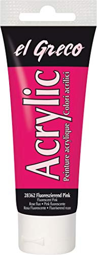 KREUL 28362 - El Greco Acrylic, 75 ml Tube in fluoreszierend pink, hochpigmentierte, glänzende Acrylfarbe in Studienqualität, buttrig vermalbar, für pastose Malerei