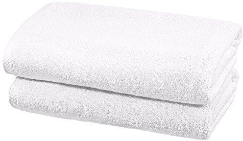 Amazon Basics paquete de 2 Toalla de baño, absorbentes, de secado rápido, 100 % algodón, (70 x 140 cm), Blanco
