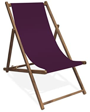 MultiBrands Liegestuhl, Holz, Aubergine ohne Armlehne mit dunkelbrauner Lasur, klappbar