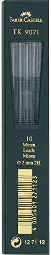 Faber-Castell 127112 - 10 matite a frizione TK 9071, spessore mina: 2,0 mm, durezza: 2H