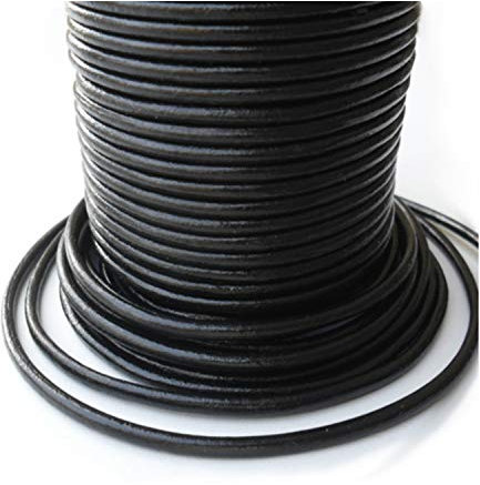 Auroris Cordon en Cuir Rond Noir Ø 5 mm Rouleau de 10 mètres