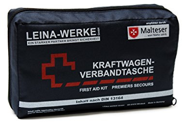 Leina 11045 vehículos de Motor Bolsa de Primeros Auxilios Compacto Ecoline con Cierre de Velcro, Azul/Blanco/Rojo