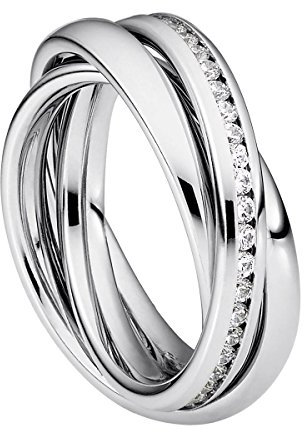 Heideman Ring Damen Trini aus Edelstahl Silber farbend poliert Damenring für Frauen Rollring Spielring Dreierring 56
