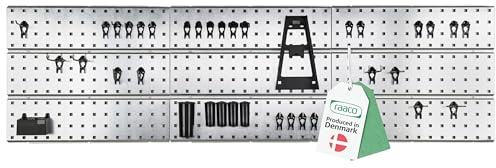 Raaco 3 TWP Set Verzinkte Werkzeugwand - Lochwand Werkstatt mit 44 SuperClips, 156 x 44 cm, 225 kg Tragfähigkeit, 3 Lochplatte, Werkzeughalter Wand, Werkstatt Ordnungssystem, Werkstatteinrichtung