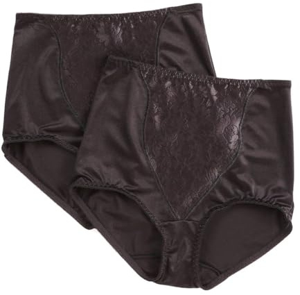 Bali womens Double Support Coordinate Light Control With Lace Tummy Dfx372 2-pack shapewear briefs, Black/Black, XX-Large US