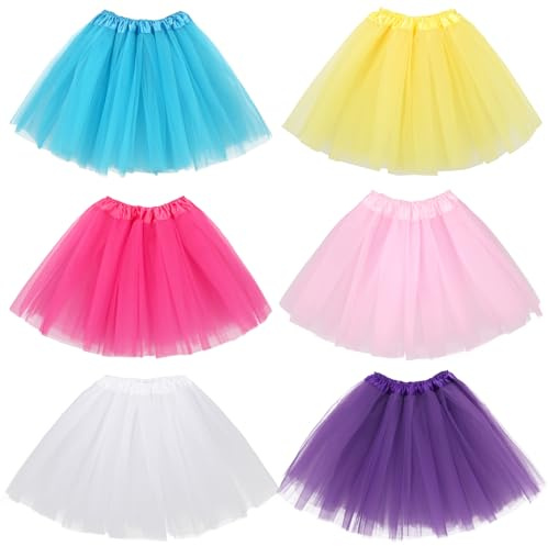 kilofly 6pc Girls Ballet Tutu Kids Birthday Princess Party Favor Dress Skirt Set Multicolored