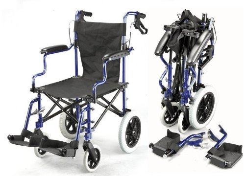 Lightweight Deluxe Folding Transit Travel Wheelchair in a Bag with handbrakes ECTR04