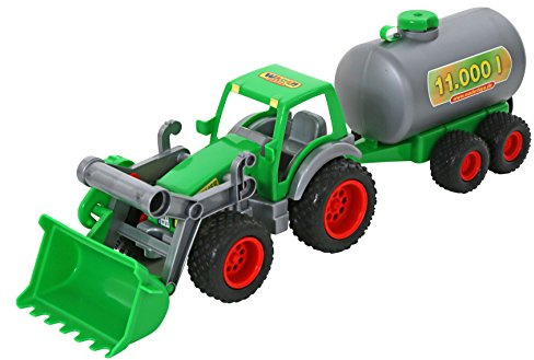 WADER Farmer Technic Traktor mit Frontlader und Fasswagen Fassanhänger