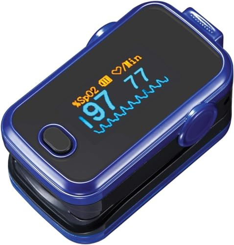 Doigt oxymètre SPO2 de pouls & Moniteur de fréquence cardiaque Blanc - PILES, ETUI EN SILICONE DE PROTECTION/RANGEMENT/TRANSPORT ET INSTRUCTIONS INCLUS - Grand écran LED, Anti-secousses, 6 Modes d'affichage, Valeur d'alarme réglable - RAPIDE, CLAIRE ET PRECIS!