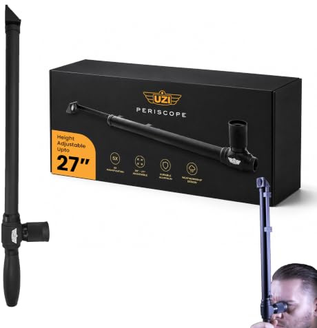 Uzi Expandable Tactical Professional Periscope Adjustable 20 to 27, Weatherproof Aluminum Spy Periscope for Adults, Kids, Hunting, Hiking, Surveillance, 5X HD Magnification, Black
