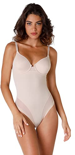Lovable Body Modellante in Microfibra e Tulle | con Ferretto e Coppe Non Imbottite | Controllo Leggero Shapewear | Millenium Equilibre Donna, Skin, 34 / 3C