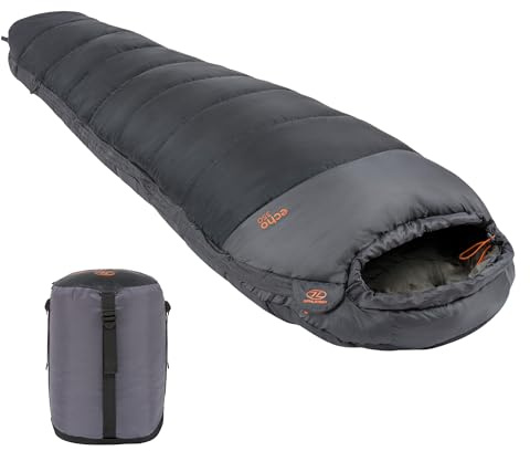 Highlander Sleeping Bag for Adults - 3-4 Season Sleeping Bags - Thick 400gsm Double Layer Insulation for Cold Weather Camping - Thermal Hood with Draw Cord - Compressible Carry Bag