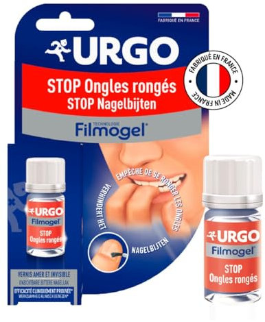 Urgo - Nagellack zum Abstreifen – sehr bitter, unsichtbar – restrukturiert und stärkt – ab 3 Jahren, 9 ml beschädigt, verstärkt, transparent, Lösung