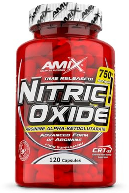 AMIX - Complemento Alimenticio - Nitric Oxide - 120 Cápsulas - Suplemento de Óxido Nítrico - Efecto Vasodilatador - Reduce la Fatiga - Complemento a base de L-arginina