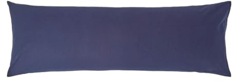 HOMESCAPES Bezug für Seitenschläferkissen/Lagerungskissen dunkelblau/Marineblau 50 x 140 cm – 100% Reine ägyptische Baumwolle, Fadendichte 200