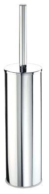 INDA - Accessoires de Salle de Bain, série My Love, Porte-Brosse Murale ou Terre, Brosse de Rechange Inclus, Laiton, chromé/Blanc, 9 x 9 x 40 cm, SKU : AV014ACR