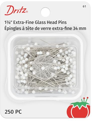 Dritz 61 Glass Head Pins, Extra Fine, 1-3/8-Inch (250-Count) , White