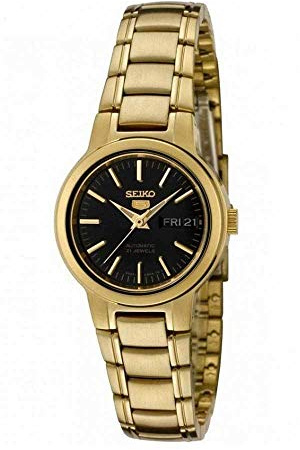 SEIKO 5 Automatic Black Dial Gold-Tone Ladies Watch SYMK22