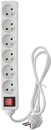 Expert Line 486011 Bloc de 6 Prises avec Interrupteur 16 A Blanc