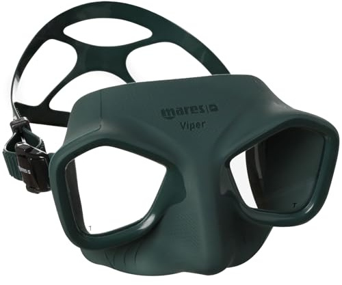 Mares Viper Mask for Freediving and Spearfishing - Low Volume Wide-Field Diving Mask with Fog-Resistant Silicone Skirt & Ergonomic Strap, Green/Black
