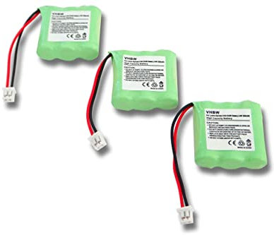 vhbw 3x batteria compatibile con Loewe Alphatel 3100 telefono fisso cordless (320mAh, 3,6V, NiMH) verde