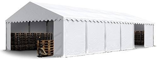 TOOLPORT Carpa almacén 6x12 m PVC 750 N Impermeable Blanco Carpa de Almacenamiento con Base Reforzada