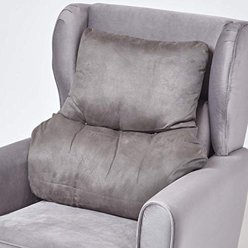 HOMESCAPES Grey Support Cushion Thick Lumbar Cushion for Armchair, Desk Chair or Sofa Soft Faux Suede Orthopaedic Posture Cushion, 15cm Deep