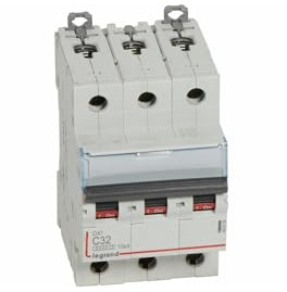 407832 Disjoncteur triphasé 32A - 3P Courbe C - 6/10kA - À vis - Legrand DX3