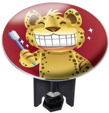 WENKO 21259100 Waschbeckenstöpsel Pluggy XL Tiger Teeth - Abfluss - Stopfen, Messing, Kunststoff, Durchmesser 6,2 x 6,5-9,5 cm