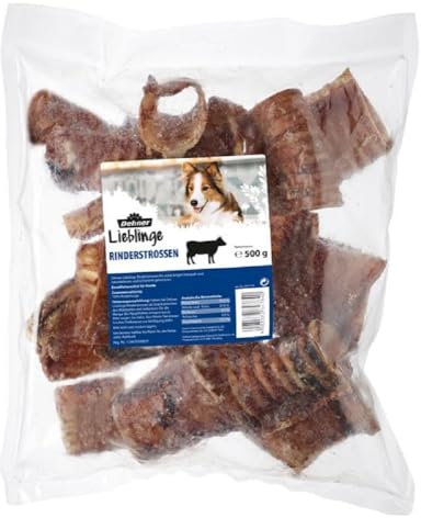 Dehner Lieblinge Hundesnack, Leckerli 100 % natürlich, Zahnpflege und Kausnack für ausgewachsene Hunde, Rinderstrossen, 500 g