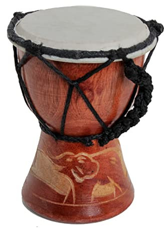 Kleine 15cm Djembe Trommel Bongo Drum Dekoration Elefant Holz A2