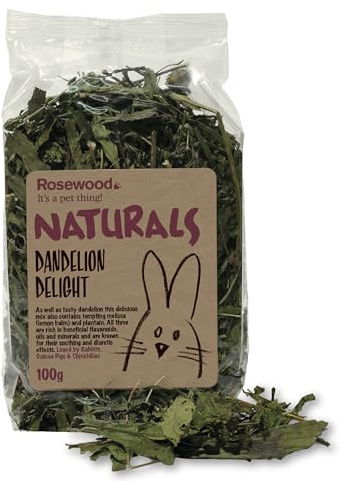 Rosewood Naturals Dandelion Delight, Small Animal Treat for Rabbits, Guinea Pigs, Chinchillas and Degus, 100g