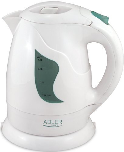 ADLER AD08W Hervidor de Agua Eléctrico 1 Litro, Inalámbrico, sin BPA, sin Cable, Apagado Automático, Base 360º, Filtro Antical, Blanco, 850W