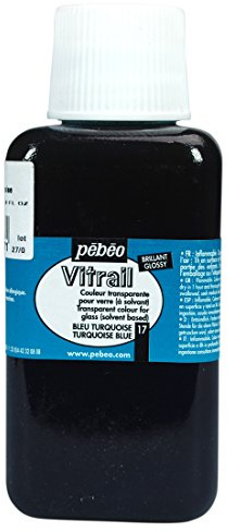 Pebeo Vitrail, Stained Glass Effect Paint, 250 ml Bottle - Turquoise, 8.45 Fl Oz (Pack of 1)