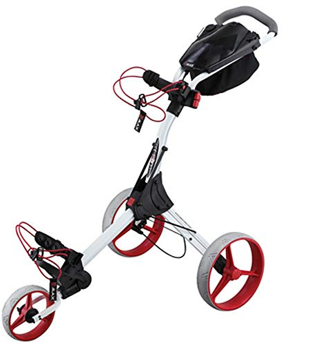 Big Max IQ+ Schubwagen mit revolutionärem ONE Shake Klappkonzept und einfacher Feststellbremse, weiß/rot