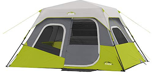 CORE 6 Person Instant Cabin Tent | Portable Large Pop Up Tent with Easy 60 Second Camp Setup for Family Camping | Included Hanging Organizer for Outdoor Camping Accessories