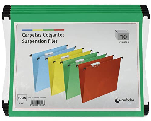 Grafoplas – Paket 10 UDS Hängemappe Folio mit Vollsichtreiter kurz 65 mm Effekt Lupe Grün -